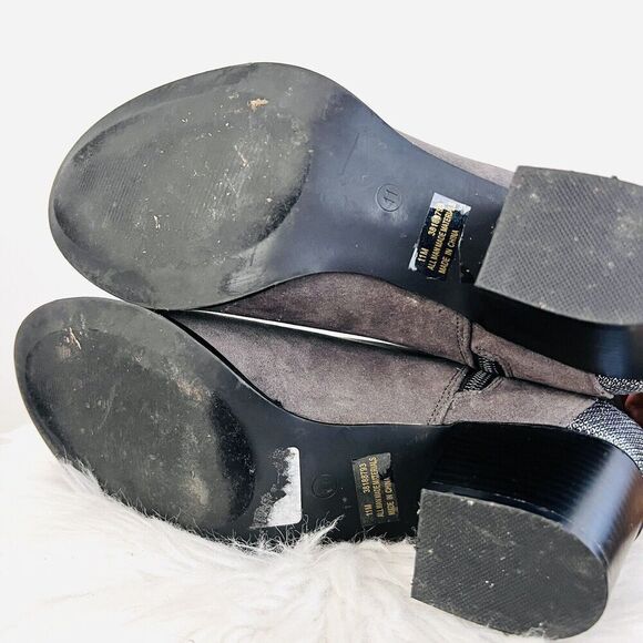 🎉Clearance🎉Cato Gray Faux Suede Embellished Heel Side Zip Ankle Boots Size 11M - Picture 6 of 8